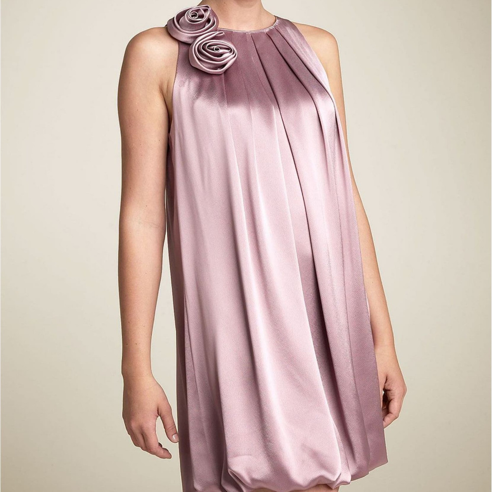 ABS Metallic Mini Bubble Dress in Lavender